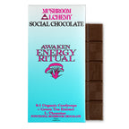 Mushroom Alchemy Social Chocolate Awaken Energy Ritual front packaging with Cordyceps and Green Tea
