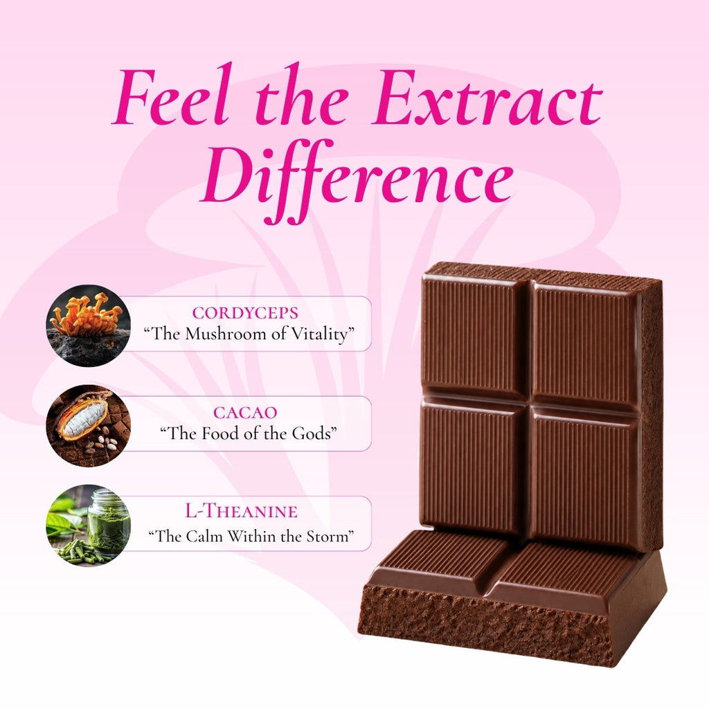Mood Lyft Energy chocolate ingredients: Cordyceps, Cacao, L-Theanine